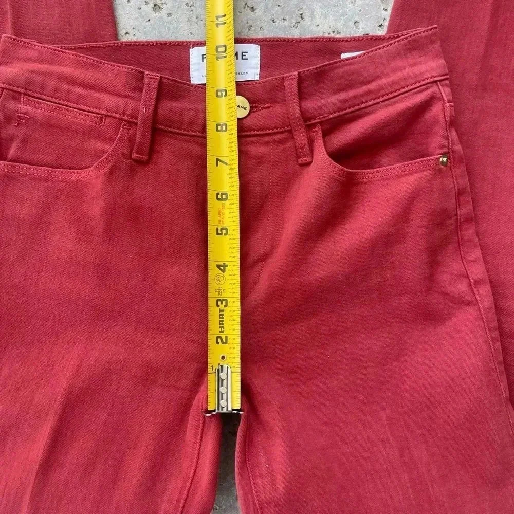 Frame Le High Straight Straight Leg Jeans in Deep Red - Picture 8 of 12